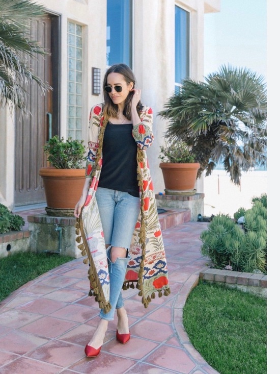 Rhode Resort Tops - Rhode Resort Boho Floral Tassel Duster in Cream and Red M